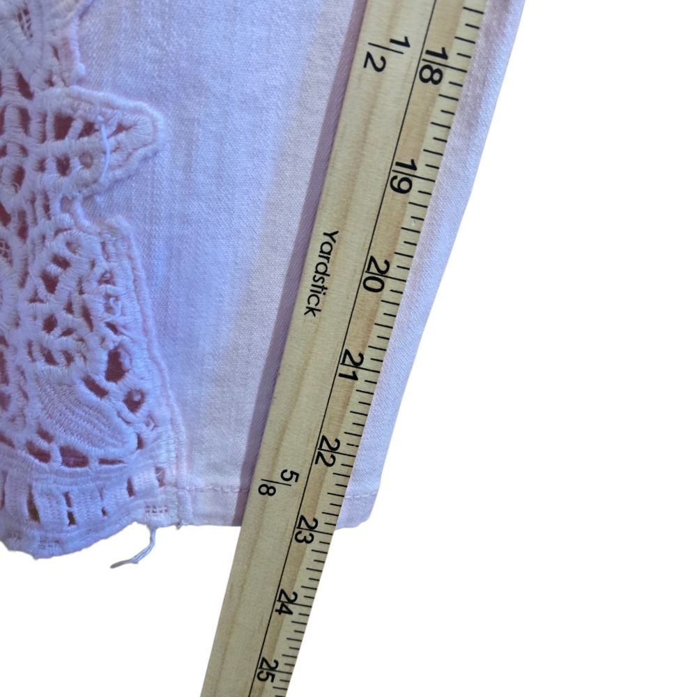 Vintage 2 Piece Denim Vest & Capri Pants Size XL Light Pink Lace Crochet - Picture 10 of 10